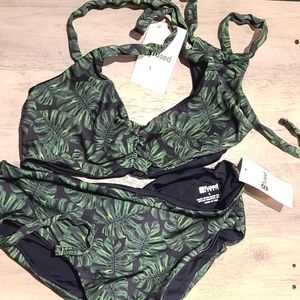 Fused Hawaii L rare monstera kona bikini set